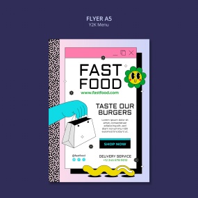 创意个性快餐美食传单A5模板